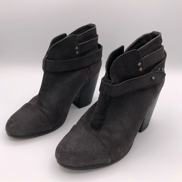 Rag & Bone Harrow Suede Block Heel Ankle Boots Booties size 38/8 - Picture 3 of 13